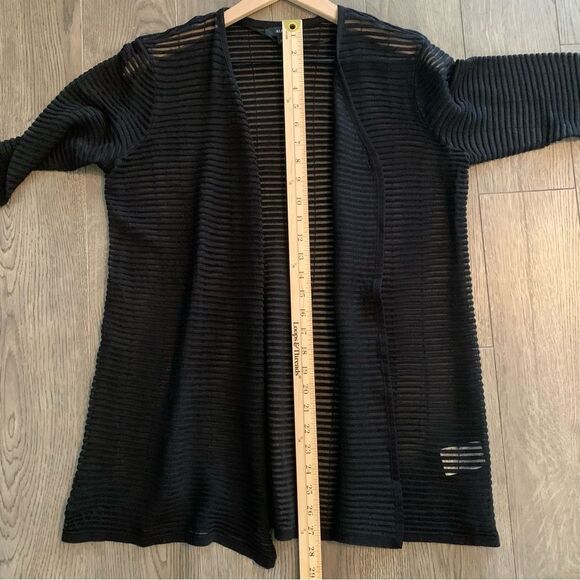 ALFANI Open Front Cardigan Women’s Small Black Sheer Striped 3/4 Sleeves. - Picture 9 of 10